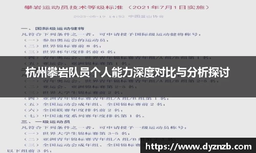 杭州攀岩队员个人能力深度对比与分析探讨